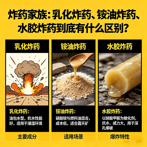 拱墅炸药家族：乳化炸药、铵油炸药、水胶炸药到底有什么区别？